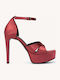 Burgundy Women's Satin Sandals Crossed Straps