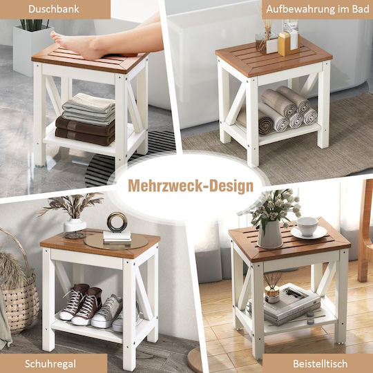 Costway Boden Badezimmerregal Hölzernes 43x32x47cm