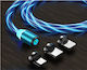 Vivid LED / Magnetic Cablu USB la cu mai multe porturi 2A Albastru