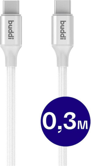Buddi Flex USB 2.0 Cable USB-C male - USB-C 60W White 0.3m