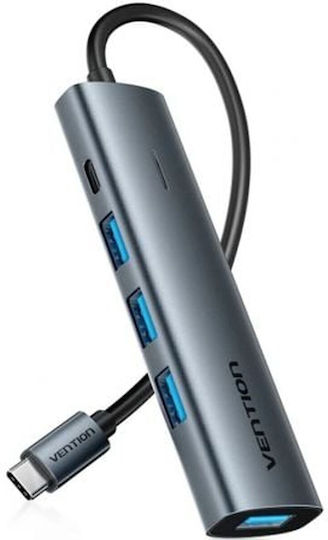 Vention USB Хъб 4 Порта USB 3.0 с USB-C Връзка Сив