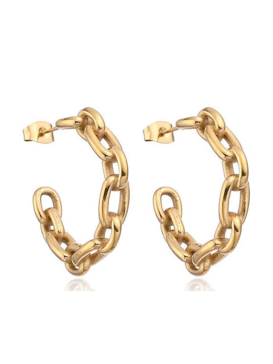 Asimi Body Piercing Earrings made of Steel Gold Plated with Stones