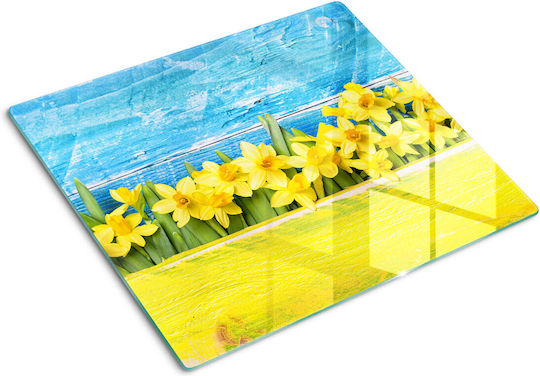 Glass Kitchen Cutting Board Safety Tempered Glass Daffodils 60x52 Cm