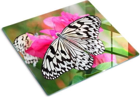 Tocătoare De Bucătărie Decorativă Din Sticlă Rezistentă Floare Fluture 60x52 Cm