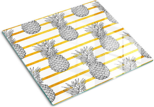 Schneidebrett Schutzabdeckung aus gehärtetem Glas Ananas Scheiben 60x52 cm