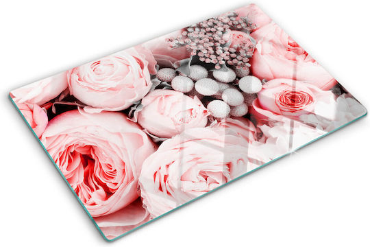 Glas Schneidebrett Küchen Schutz Dekoration Blumenbouquet 80x52 cm