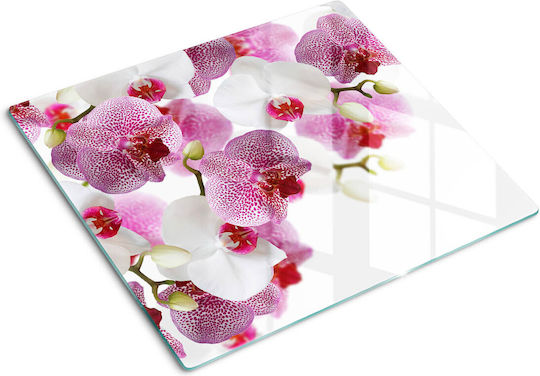 Tăviță De Bucătărie Din Sticlă Design Decorativ Sticlă Securizată Orhidee 60x52 Cm