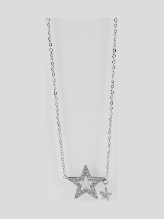 Akzent Halskette mit Design Stern aus Stahl mit Zirkon