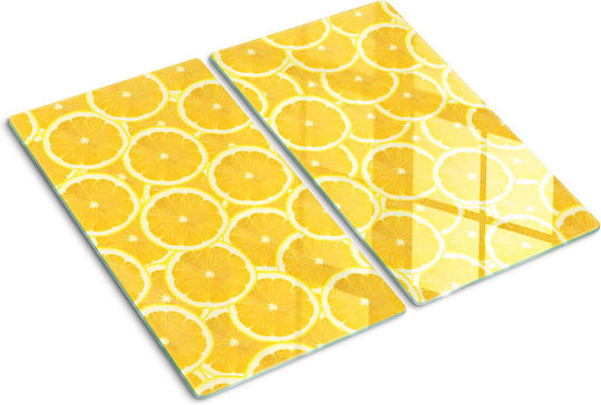 Glass Kitchen Cutting Board Print Tempered Glass Lemon Slices 2x30x52 Cm