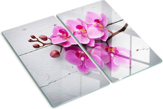 Glas Schneidebrett Küchen Sicherheitsgehärtetes Glas Orchidee Holz 2x30x52 cm