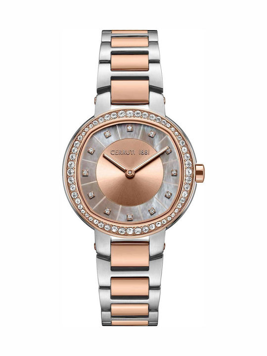 Cerruti Crystals Two Tone Ceas de Damă cu Auriu Brățară Metalică