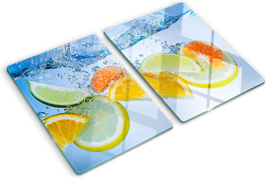 Glas Schneidebretter Küchen Oberfläche Design Wasser Zitrusfrüchte 2x40x52 cm