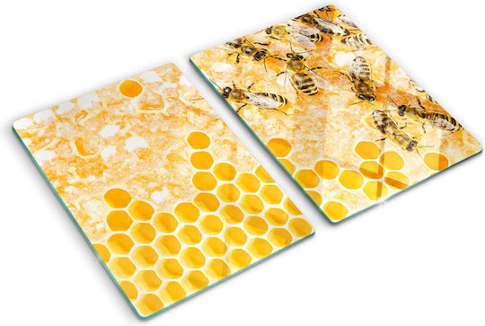 Schneidebretter Servierplatte Glas Arbeiterinnen Bienen 2x40x52 cm