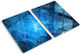 Glas Schneidebrett Küchen Schutz Dekoration Blau Linien 2x40x52 cm