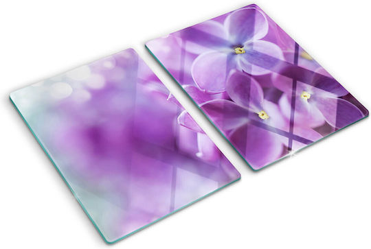 Vielseitiges Glas-Schneidebrett Küchen Glas Lila Blumen 2x40x52 cm
