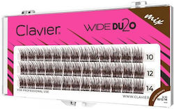 Clavier Wide Du2o Brown C Curl 10d Volume Cluster Eyelashes Mix 10 12 14mm
