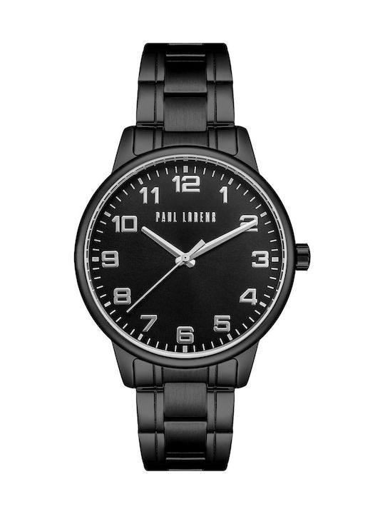 Paul Lorens Мъжки Часовник 42mm На Батерия с Черна Метална Гривна