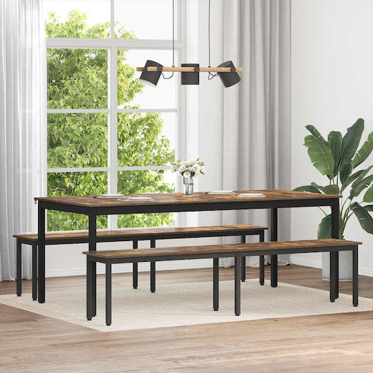 Dining Room Bench with Wooden Surface Gray 200x35x45cm