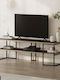 TV Stand Friday Made of Metal & Black Wood L140xD37xH45cm