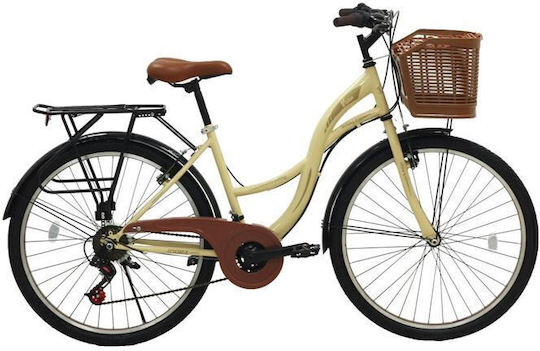 Belderia Holiday 26" Beiges Stadtfahrrad mit 21 Gängen
