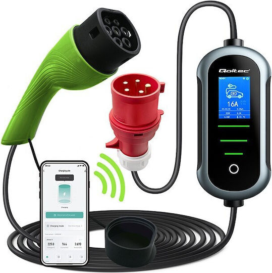 Qoltec Portable Three-Phase 11kW Charging Station with Built-in Cable Type 2 (52436)