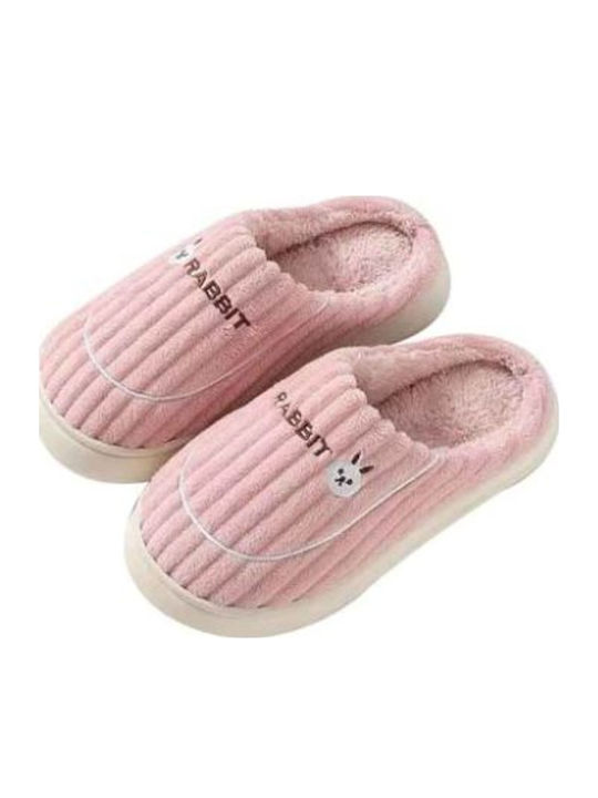 Winter Women's Slippers with Fur Pink