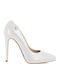 Leder Pumps mit hohem Absatz Weiß