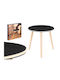 Round Side Wooden Coffee Table Black/Beige W40xL40xH40cm
