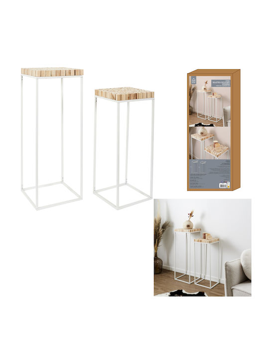 Set Zigon Pătrat Metalic Alb 2 Buc M34xL34xÎ90cm
