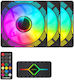 GameMax GameMax Case Fans 120mm 44cfm with ARGB Lighting and 4-Pin PWM / 3-Pin Connection Pack of 3