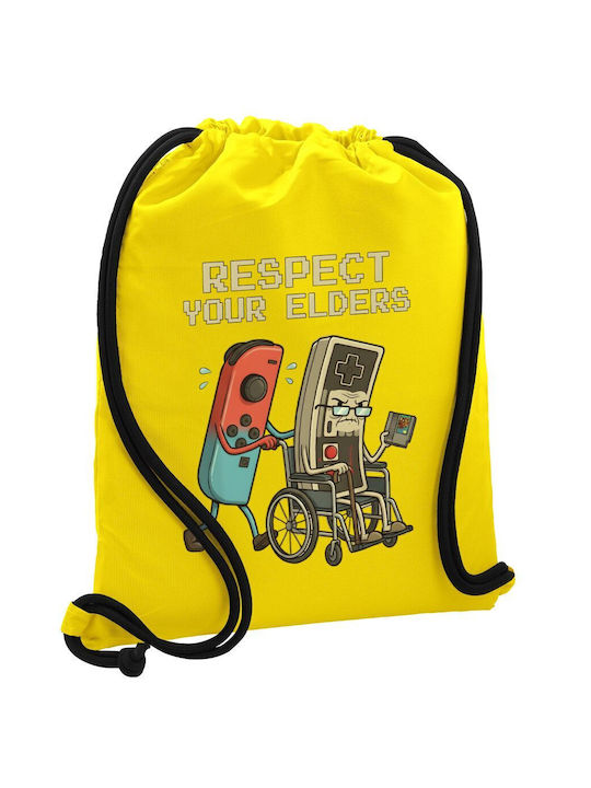 Koupakoupa Respect Your Elders Τσάντα Πλάτης Γυμναστηρίου Κίτρινη
