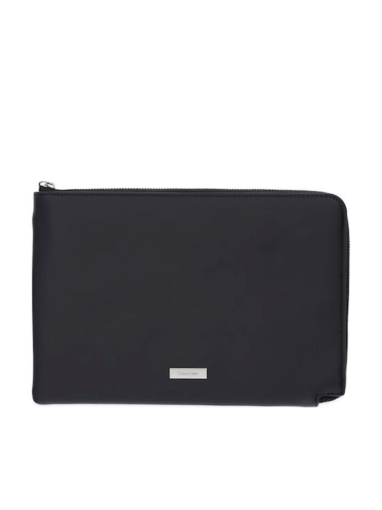 Calvin Klein Plaque Δερμάτινη Ανδρική Τσάντα Ώμου / Χιαστί Μαύρη