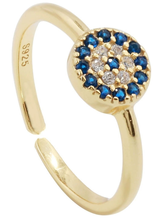 Ring with Zircon made of Silver Gold Plated