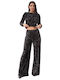 Black Velour Pantaloons With Sequins