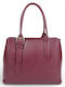 Leather Women's Bag Tote Handbag Burgundy