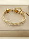 Damen Armband Kette aus Stahl Vergoldet mit Zirkon
