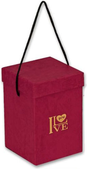 Gift Box With Handle – "I Love You" Bordeaux 11x11x16cm
