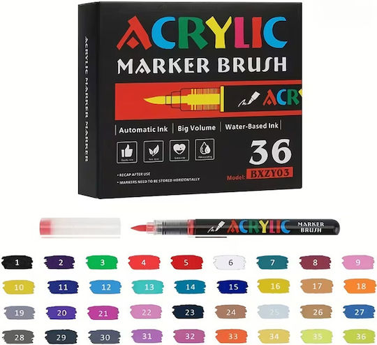 Tip Acrylic Markers Multicolour 36pcs