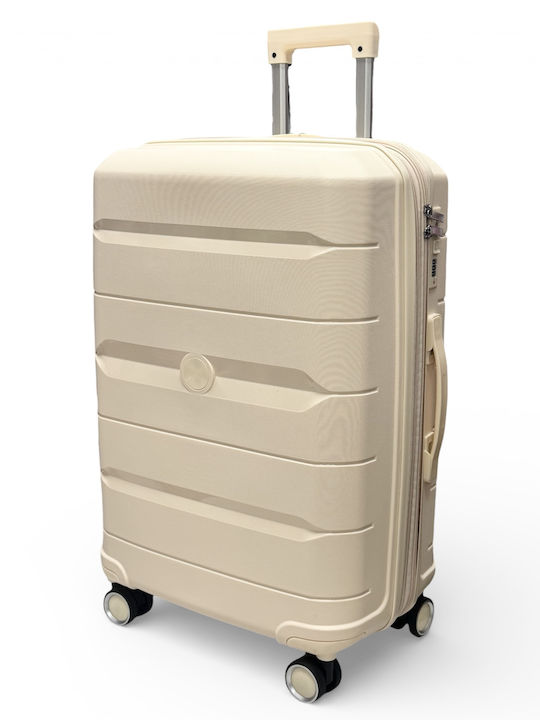 Olia Home Cabin Travel Suitcase Cream With 4 Wheels
