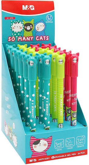 M&g Химикали Гел Гума Ierase So Many Cats 0,7 Мм Синьо Мастило 3 Дизайна 1 Брой