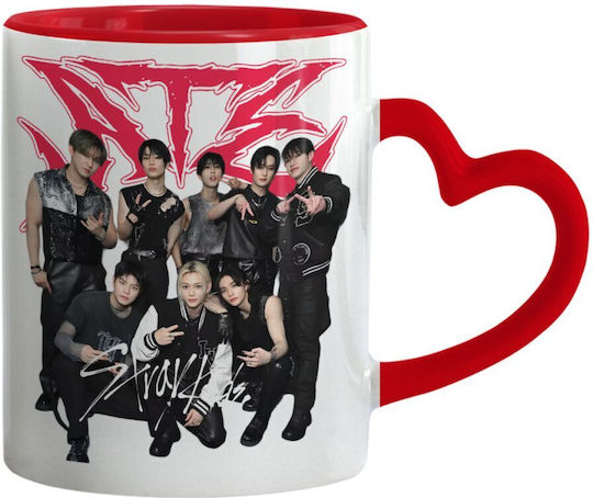 Stray Kids K-pop Band Κούπα Καρδιά Χερούλι Κόκκινη Κεραμική 330ml