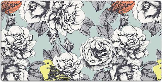 Decorative Desk Pad Home Office Roses Birds 100x50 Cm