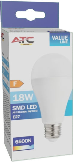 ATC LED Glühbirne 18W 133mm für E27 Fassung und Form A65 Kühles Weiß 1850lm