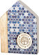 Ceramic House Interior Circle Plexiglas Wishes White Gold Blue 11.5x8cm 1 Piece