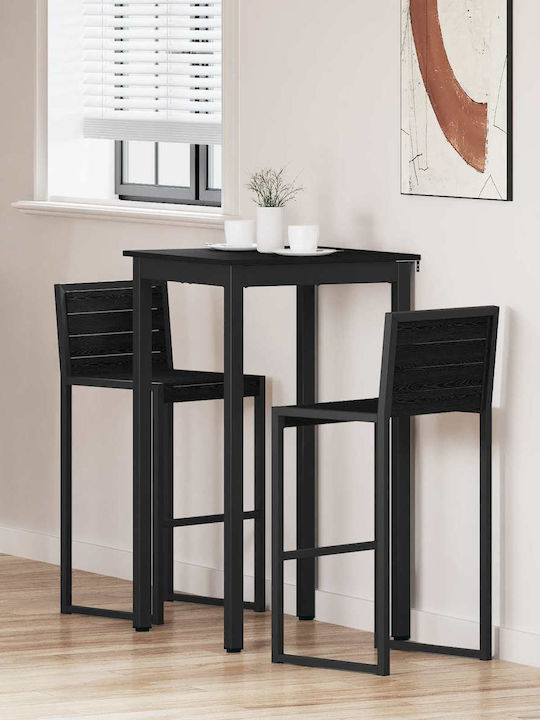 Table Dining Room Wooden with Metal Frame Black...