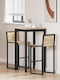 Table Dining Room Wooden with Metal Frame Gray 60x60x105cm