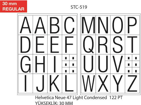 Tanex Stc 500 Series Numbers & Letters Stickers 2 Sheets In Polybag