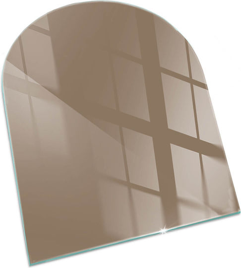 Glass Stand Front Fireplace Tempered Glass Design Brown 80x70 Cm