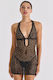 Milena by Paris Set Sexy Nightgown with Lace Black 003454-Black