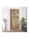 Highboard Hängende Wohnzimmer Vitrine aus Spanplatte in Artisan-Eiche mit Glas 69.5x34x180cm
